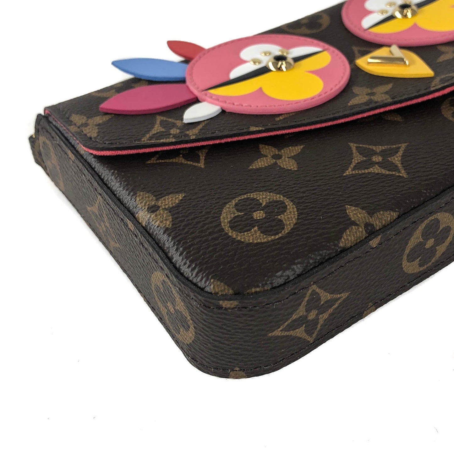 Louis-Vuitton Pochette Felicie Chain Wallet Lovely Birds Design with Gold Hardware