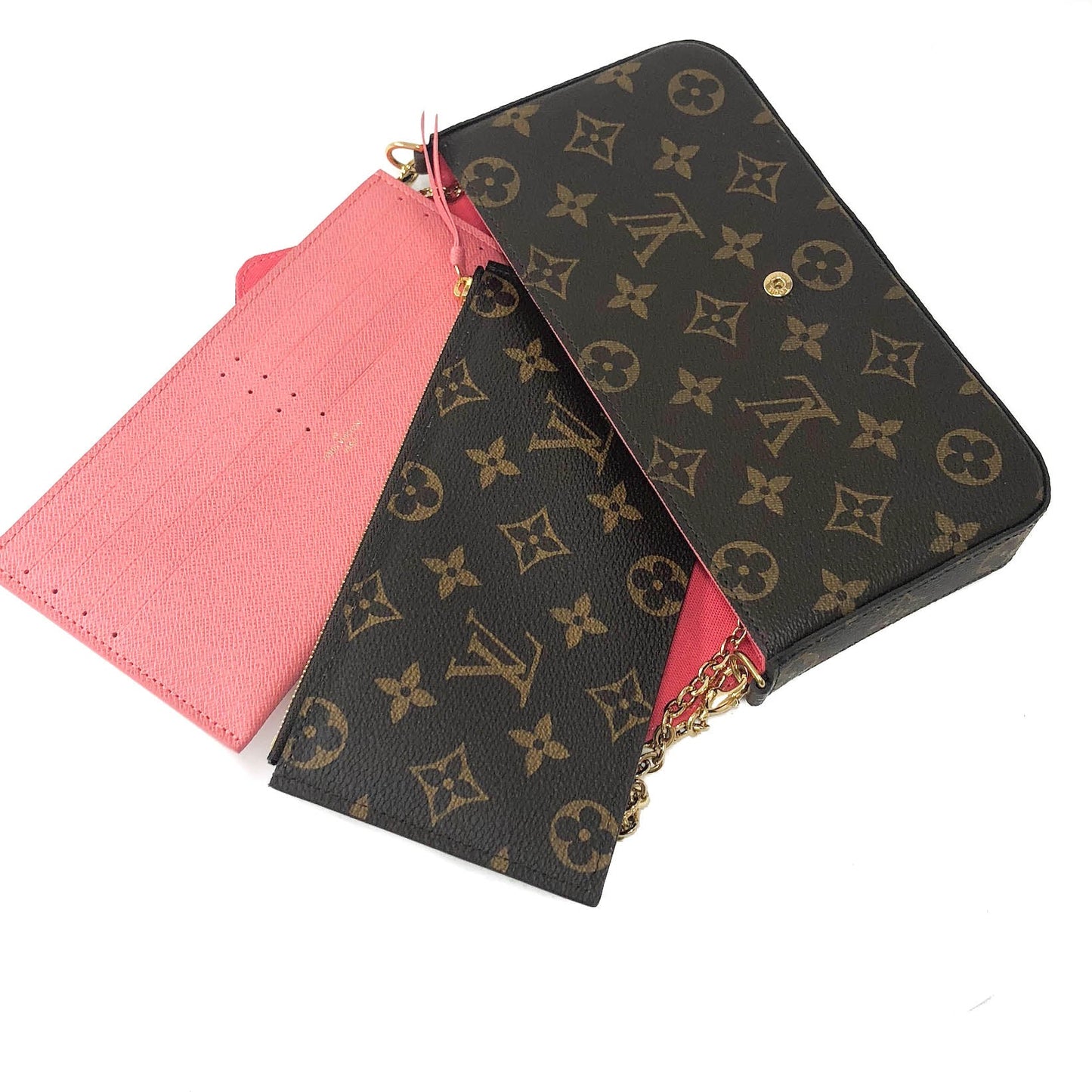Louis-Vuitton Pochette Felicie Chain Wallet Lovely Birds Design with Gold Hardware