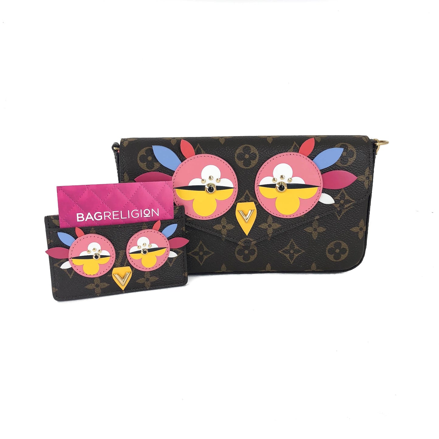 Louis-Vuitton Pochette Felicie Chain Wallet Lovely Birds Design with Gold Hardware