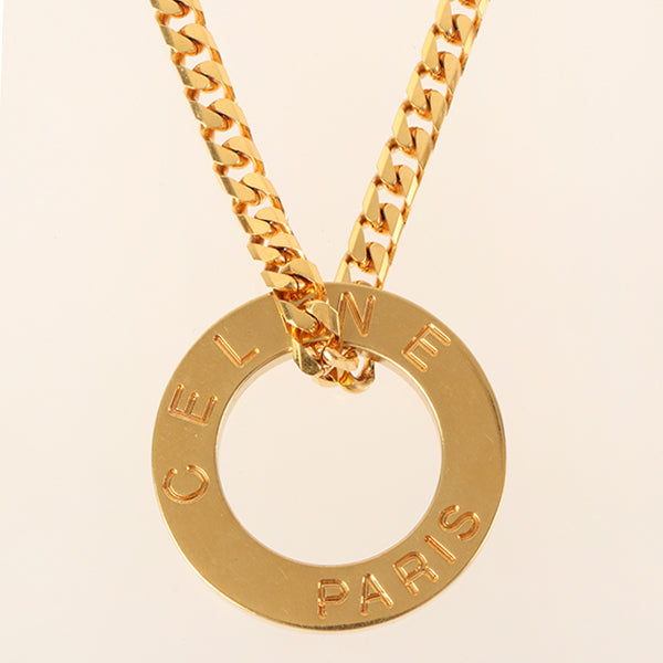 Celine Circle Logo Plate Necklace