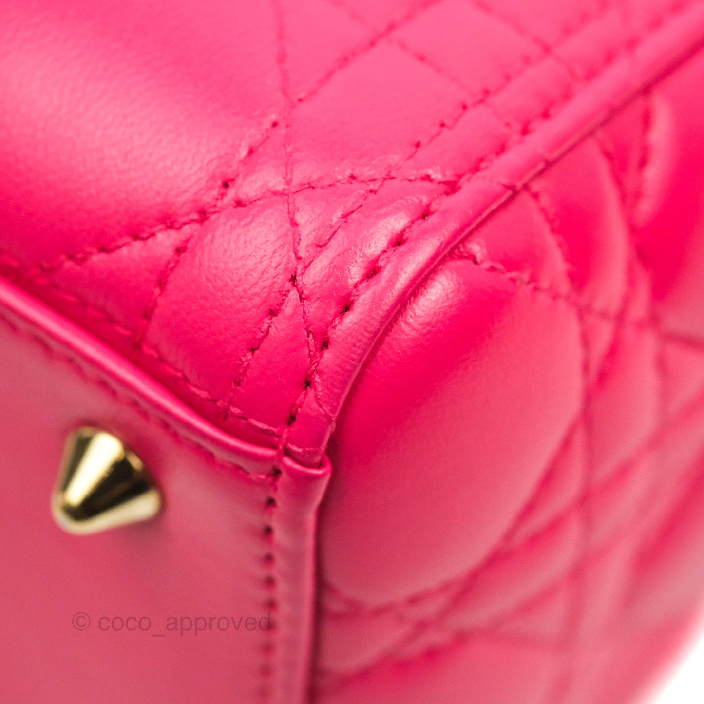 Christian Dior Lady Dior Medium Fuschia Pink Lambskin Gold Hardware