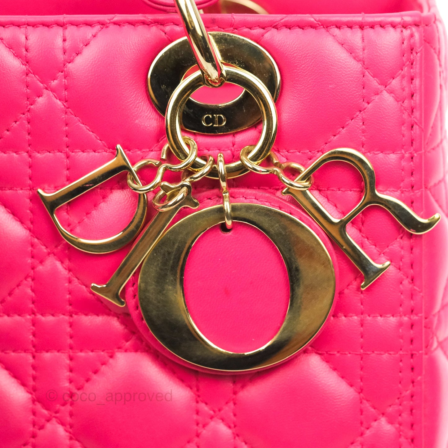 Christian Dior Lady Dior Medium Fuschia Pink Lambskin Gold Hardware