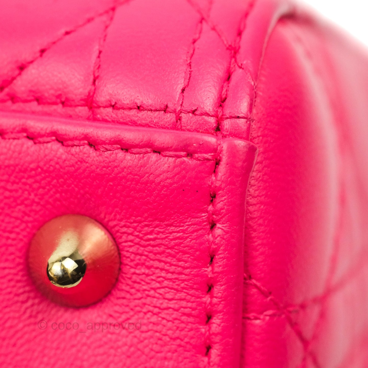 Christian Dior Lady Dior Medium Fuschia Pink Lambskin Gold Hardware