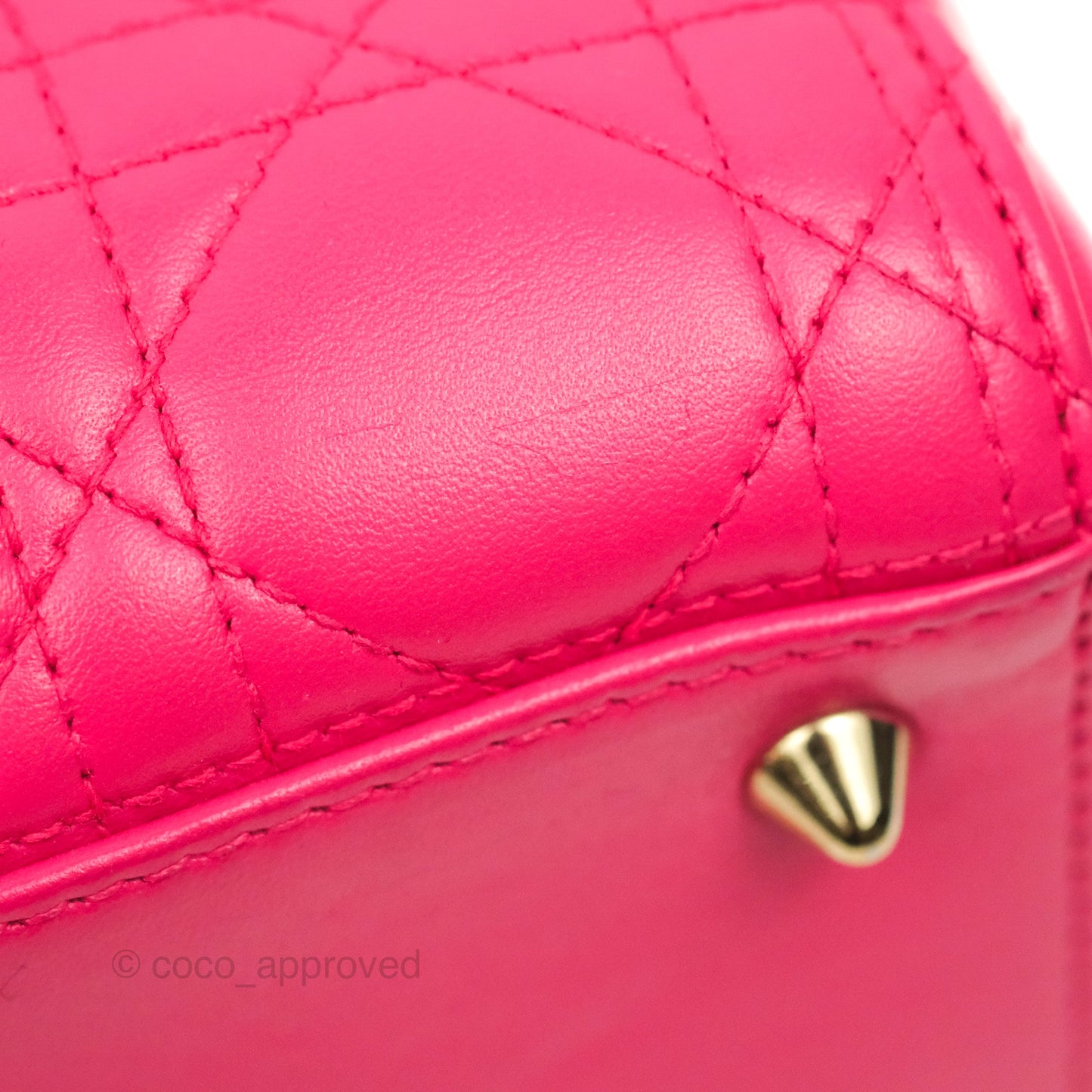 Christian Dior Lady Dior Medium Fuschia Pink Lambskin Gold Hardware