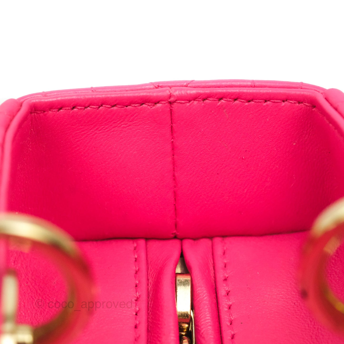 Christian Dior Lady Dior Medium Fuschia Pink Lambskin Gold Hardware