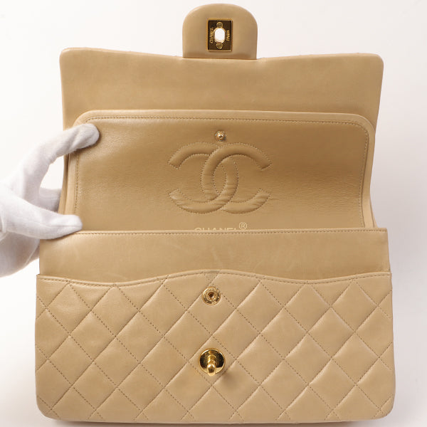 Chanel Around 1995 Made Classic Flap Chain Bag 25Cm Beige
