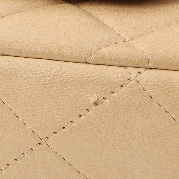 Chanel Around 1995 Made Classic Flap Chain Bag 25Cm Beige