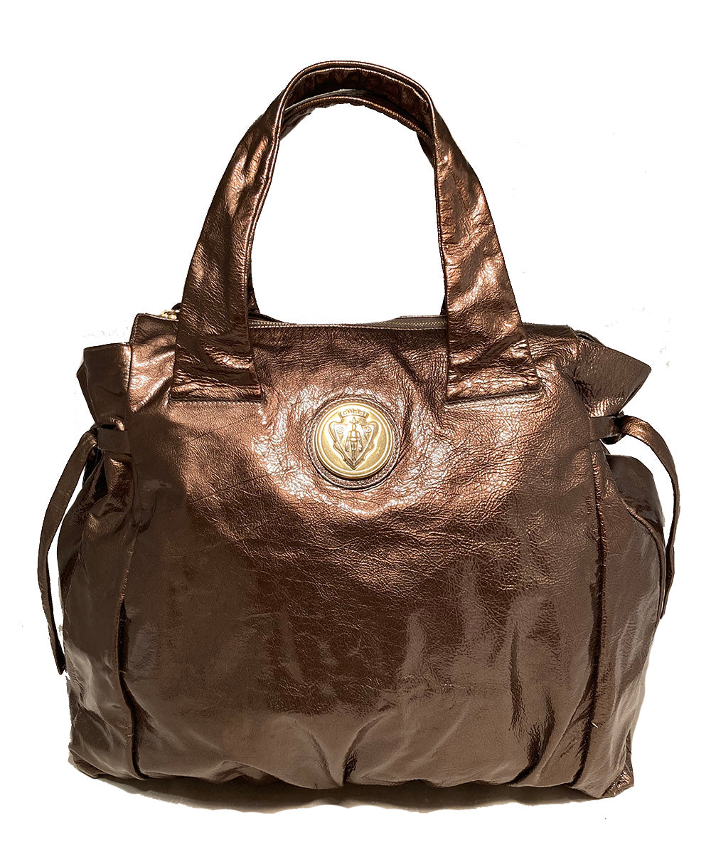 Gucci Bronze Patent Leather Hysteria Bag