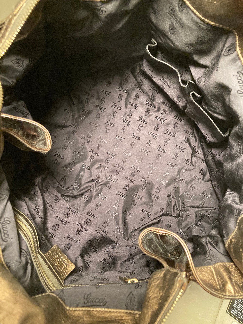 Gucci Bronze Patent Leather Hysteria Bag