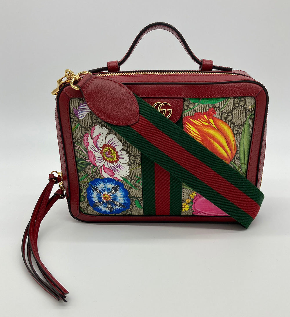 Gucci Ophidia GG Supreme Flora Small Zip Around Camera Bag-NEW