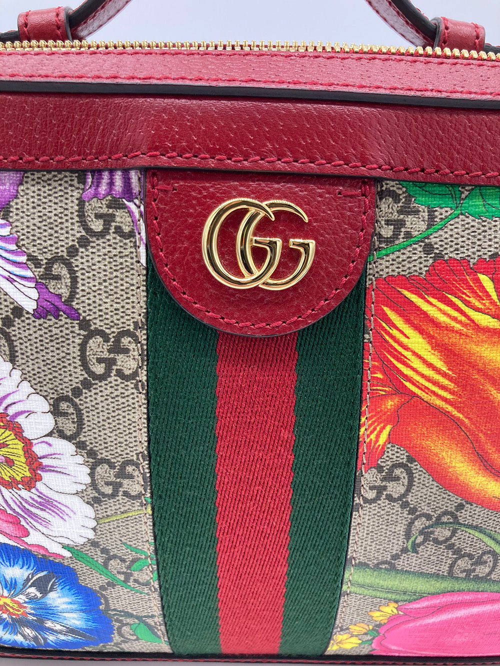 Gucci Ophidia GG Supreme Flora Small Zip Around Camera Bag-NEW