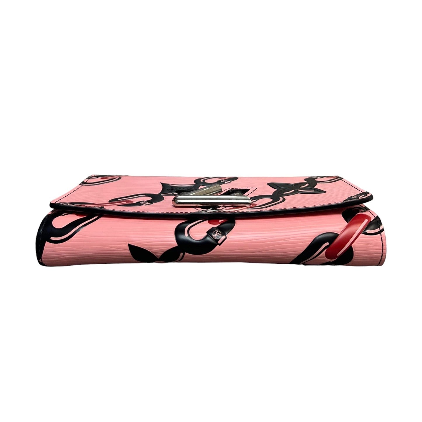 Louis-Vuitton Twist Chain Wallet Chain Flower Print Epi Pink SHW