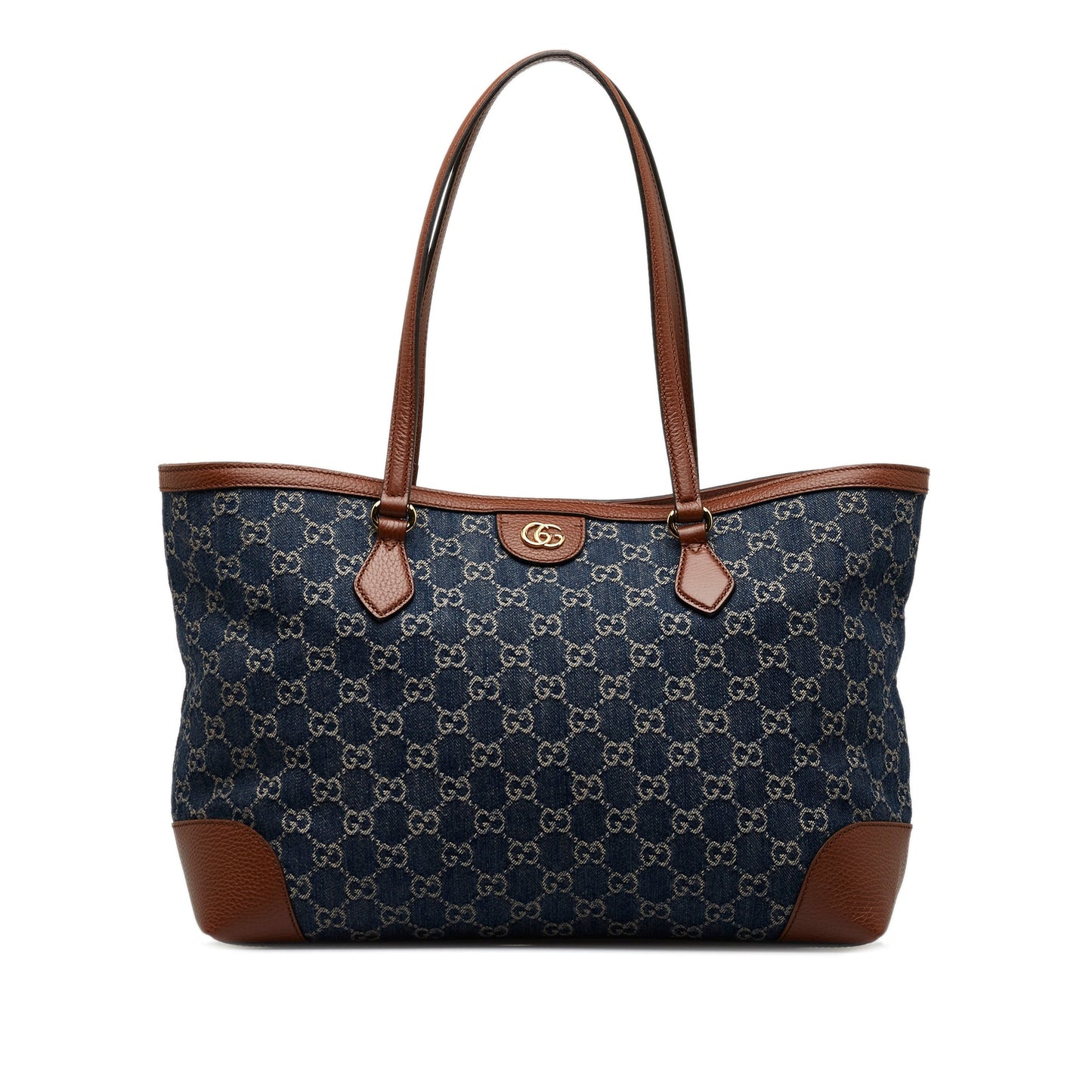 Blue Gucci Medium GG Denim Ophidia Shopping Tote