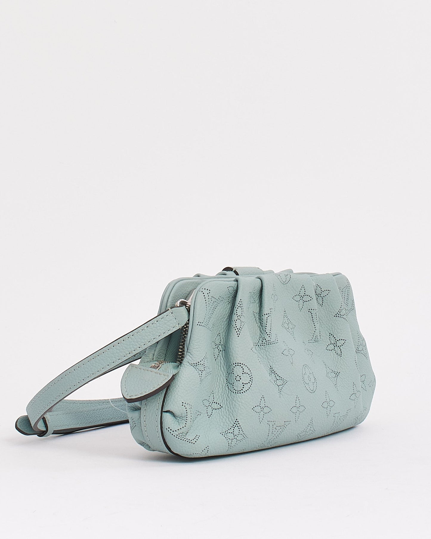 Louis Vuitton Blue Monogram Mahina Leather Scala Mini Pouch with Strap