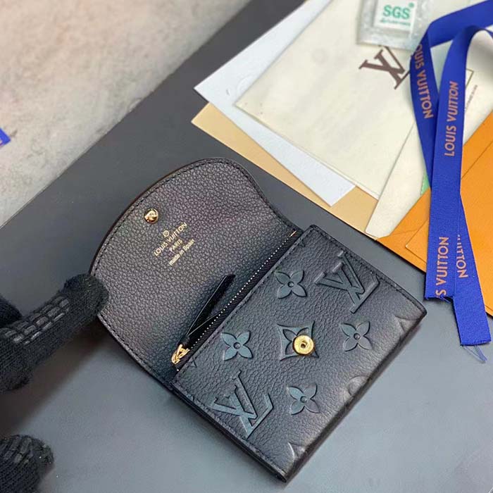 Louis Vuitton LV Unisex Rosalie Coin Purse Black Monogram Empreinte Embossed Supple Grained Cowhide Leather