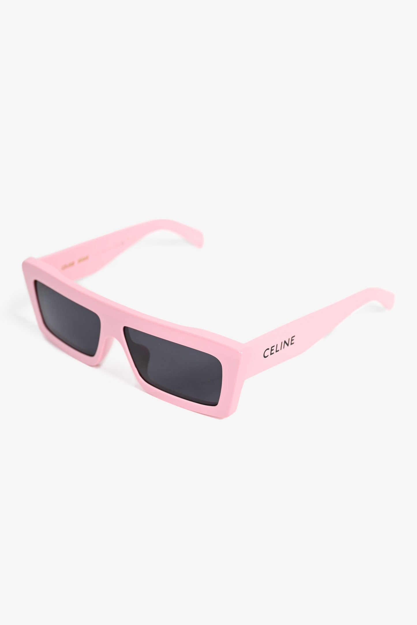 Celine Pink Frame Rectangular Sunglasses with Pouch