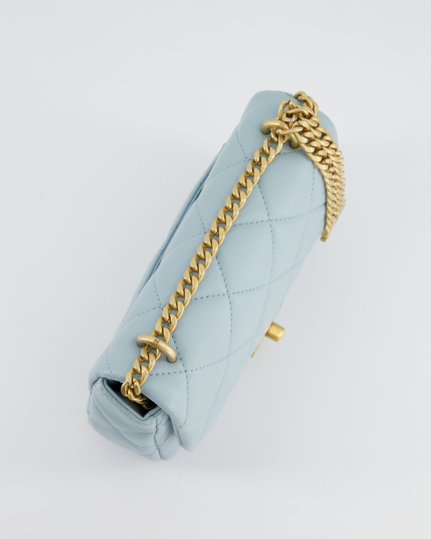 Chanel Powder Blue Mini Square Flap Bag with Gold Hardware
