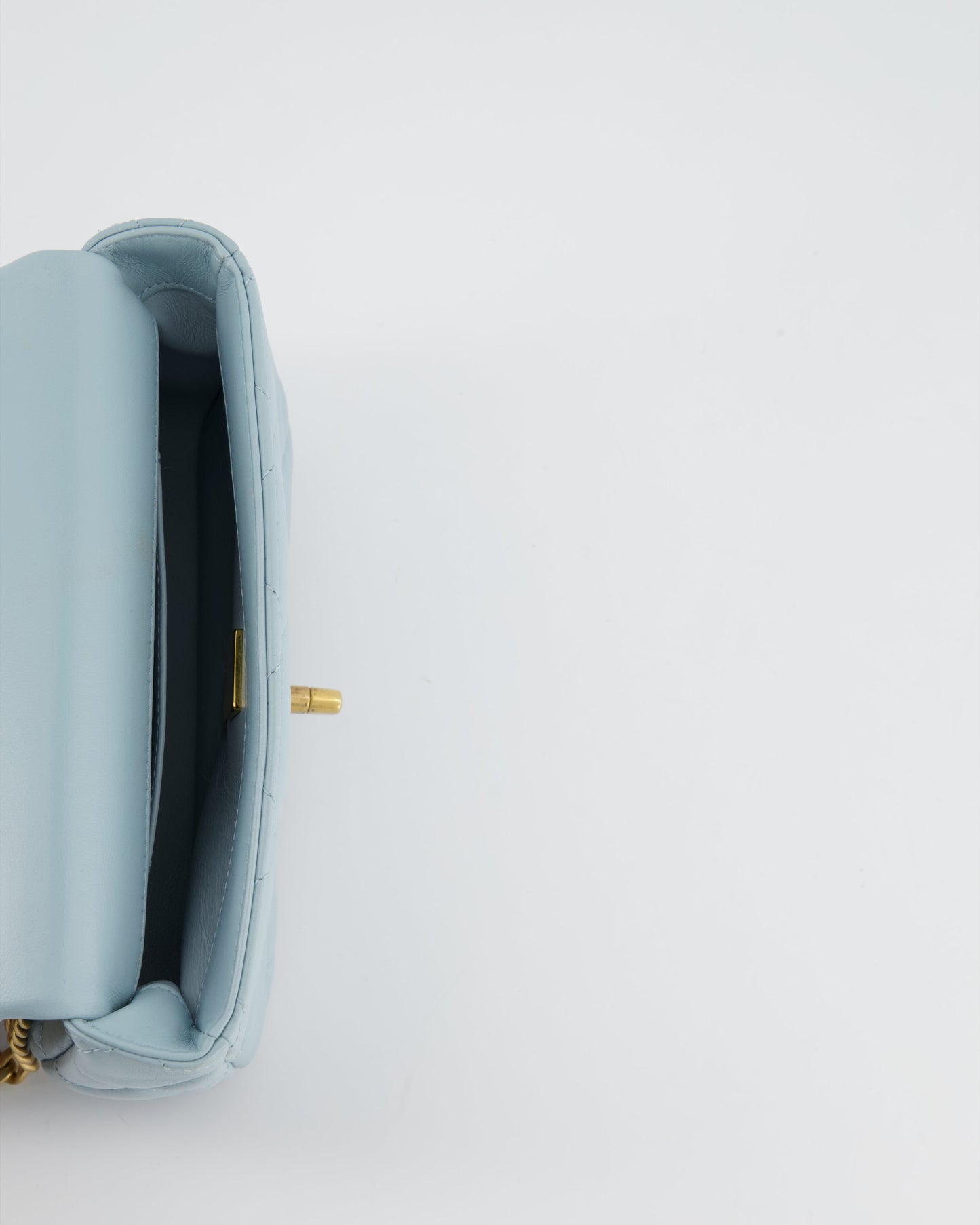 Chanel Powder Blue Mini Square Flap Bag with Gold Hardware