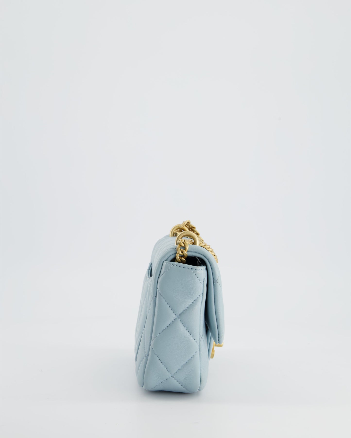 Chanel Powder Blue Mini Square Flap Bag with Gold Hardware