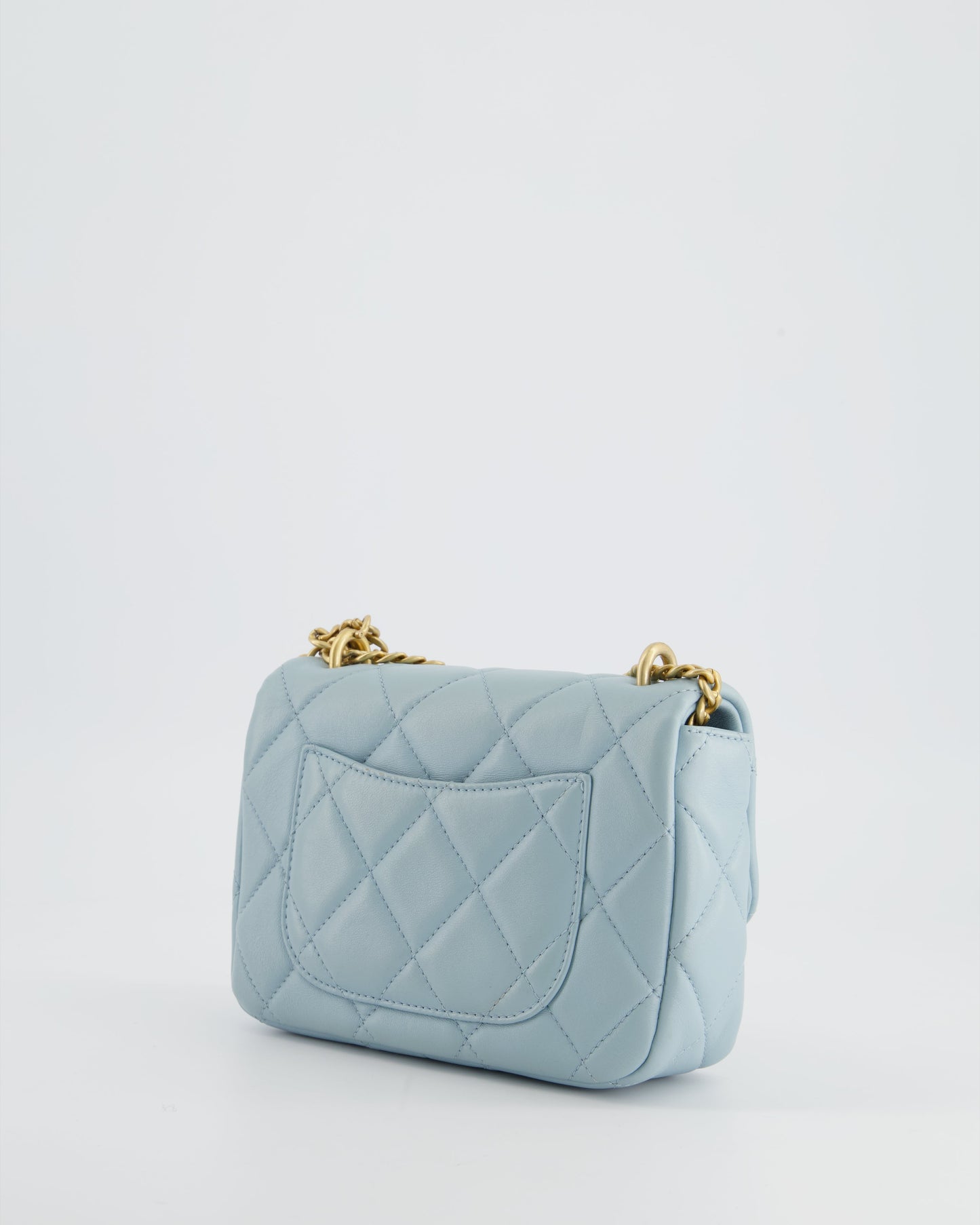Chanel Powder Blue Mini Square Flap Bag with Gold Hardware