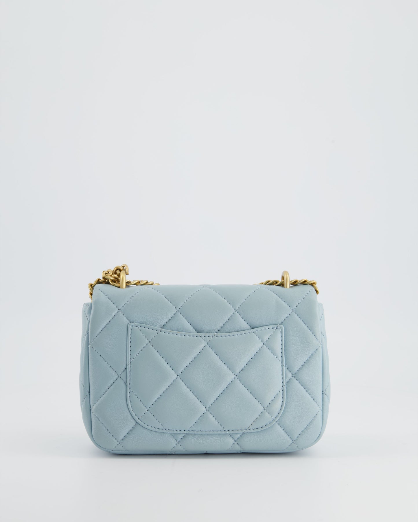 Chanel Powder Blue Mini Square Flap Bag with Gold Hardware