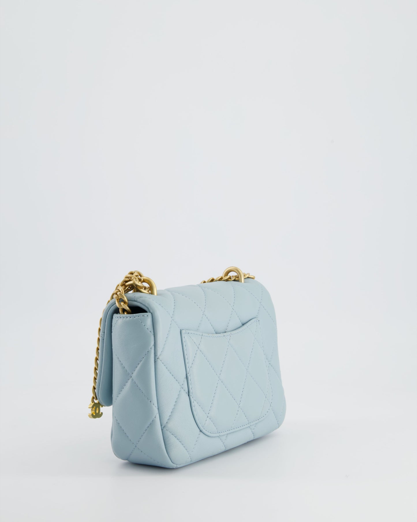 Chanel Powder Blue Mini Square Flap Bag with Gold Hardware