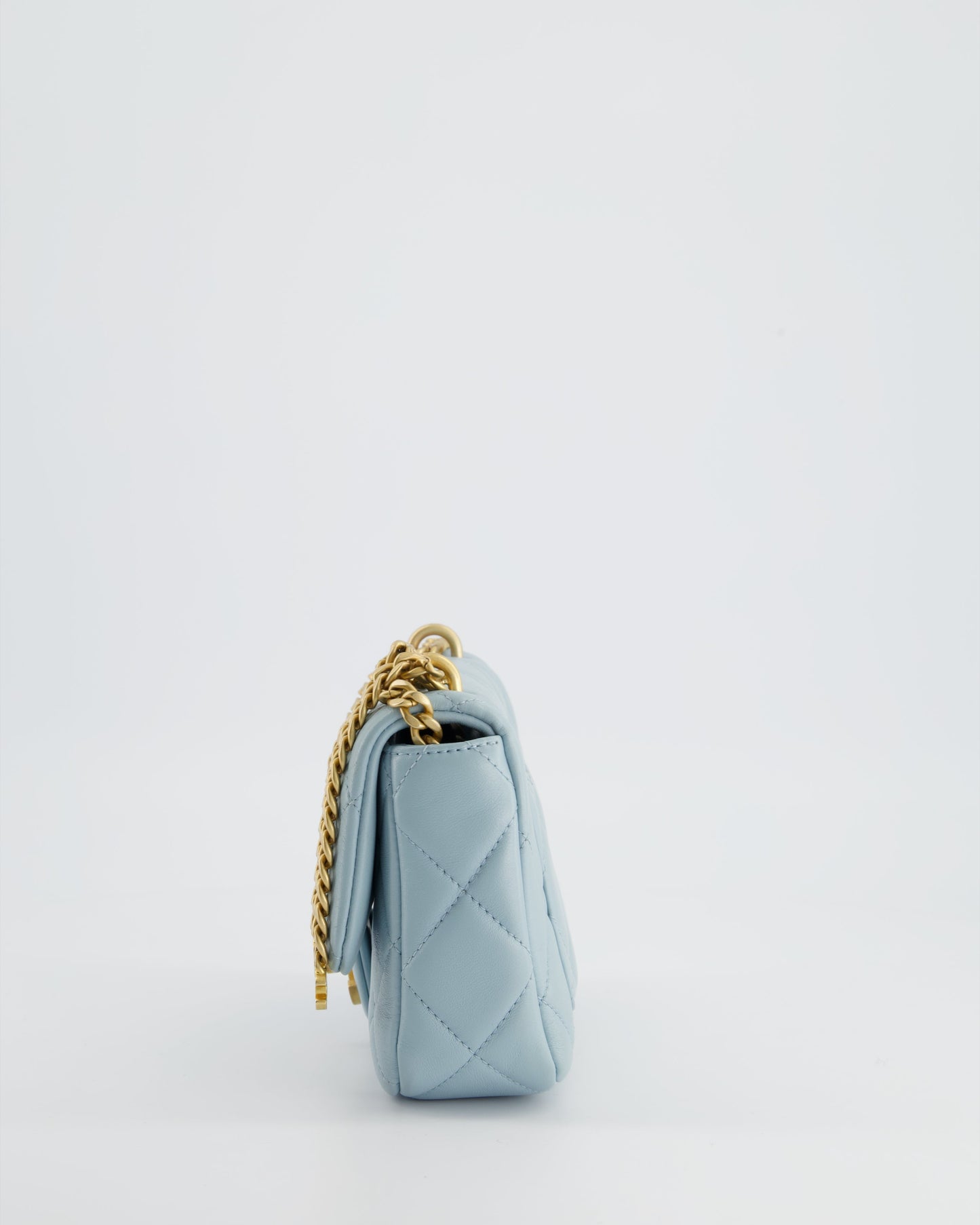 Chanel Powder Blue Mini Square Flap Bag with Gold Hardware