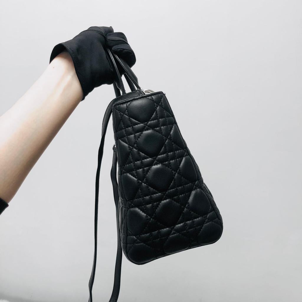 Classic Lambskin Medium Lady Dior Black SHW