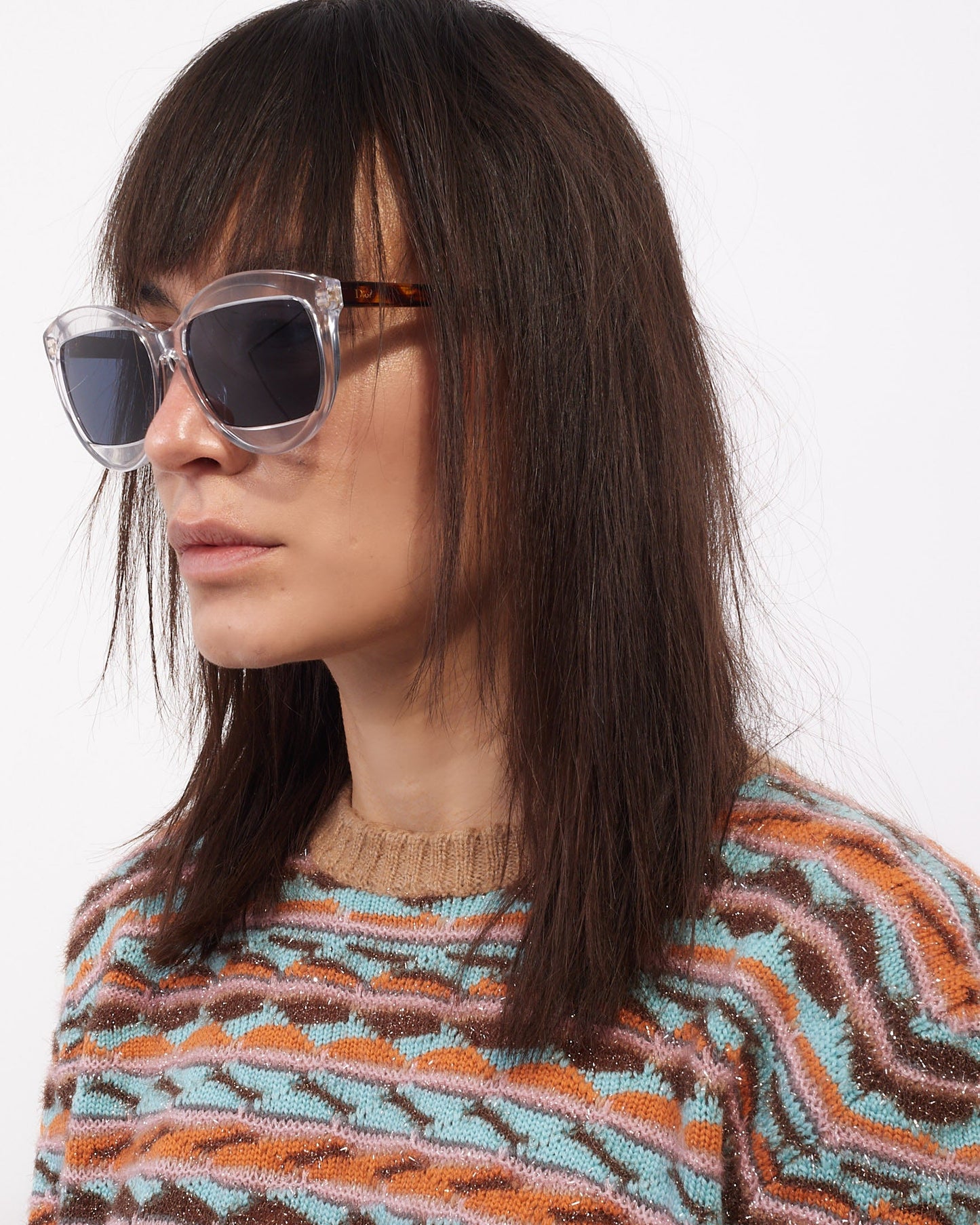 Dior Transparent & Brown Tortoise Acetate Dior Mania 2 Sunglasses