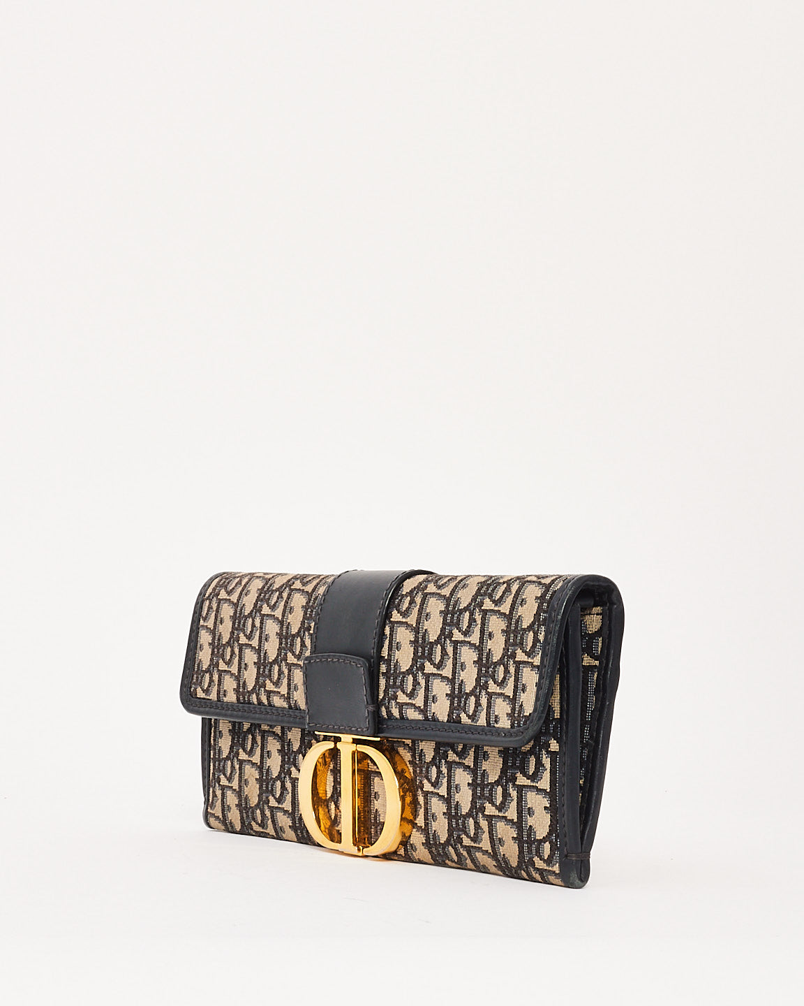 Dior Navy Oblique Canvas 30Montaigne Chain Clutch Bag