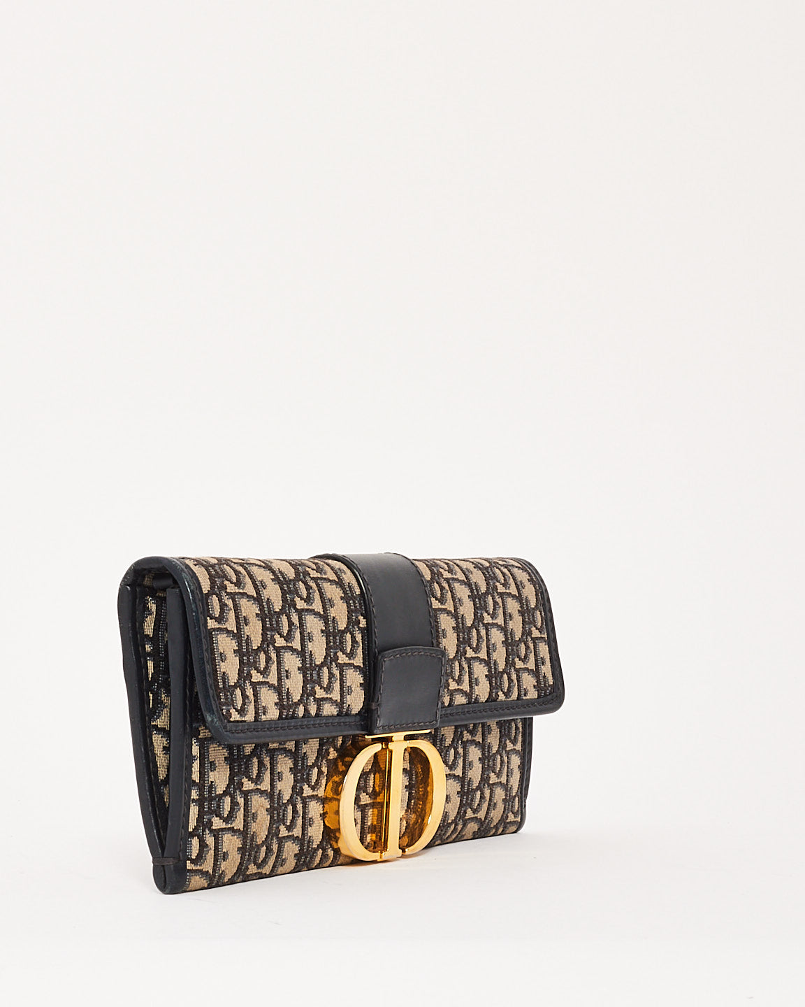 Dior Navy Oblique Canvas 30Montaigne Chain Clutch Bag