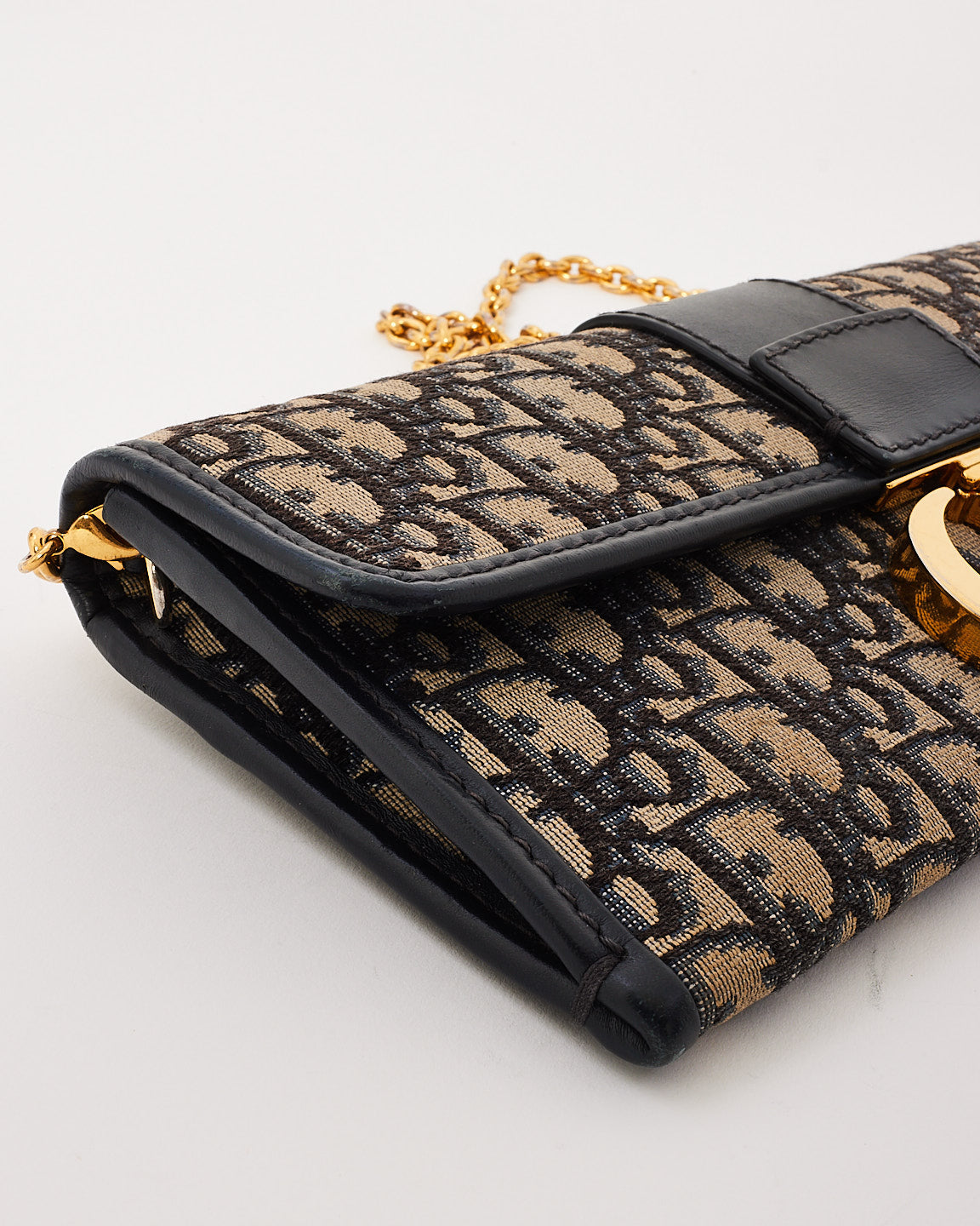 Dior Navy Oblique Canvas 30Montaigne Chain Clutch Bag