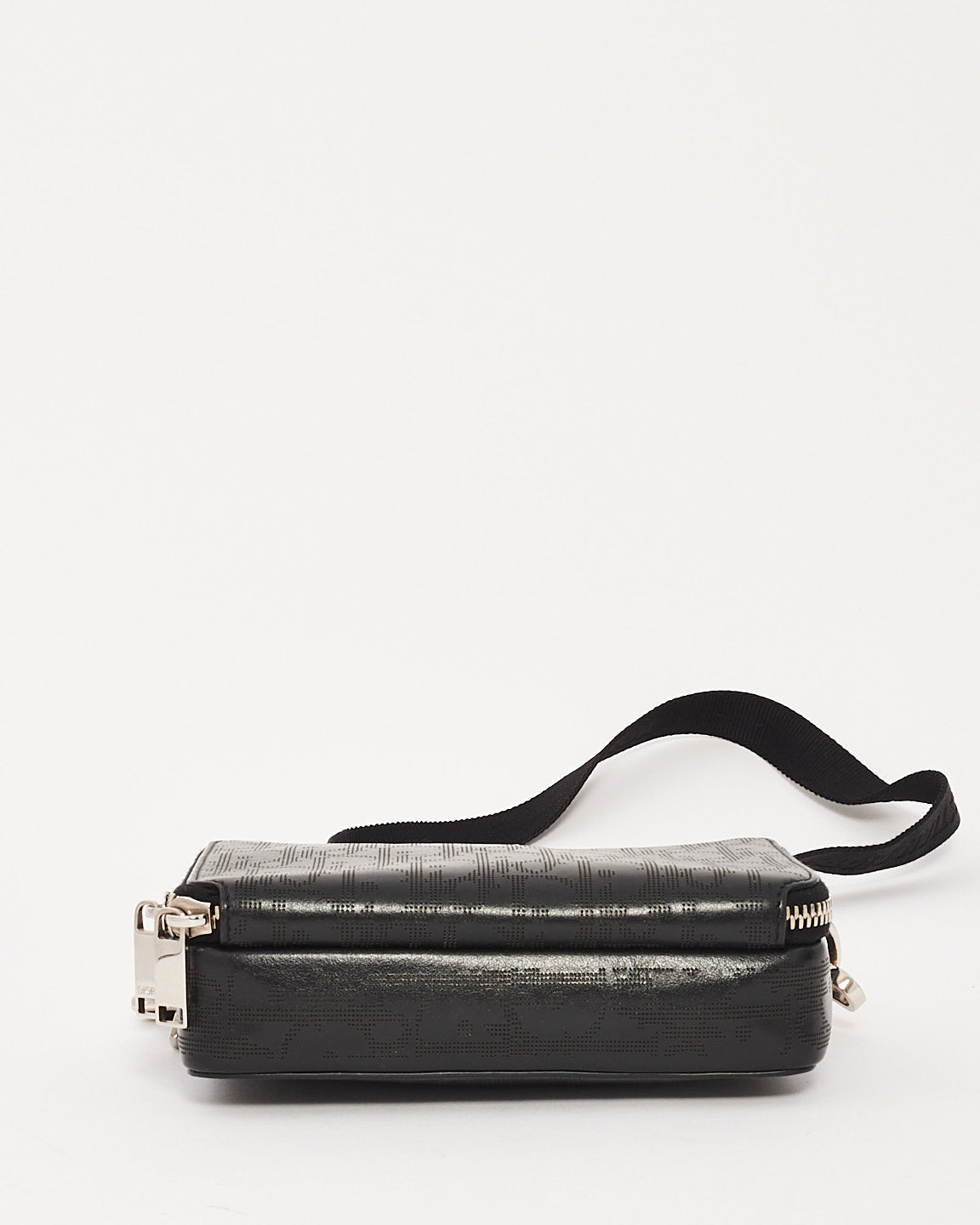 Dior Black Calfskin Perforated Oblique Galaxy Messenger Pouch Crossbody