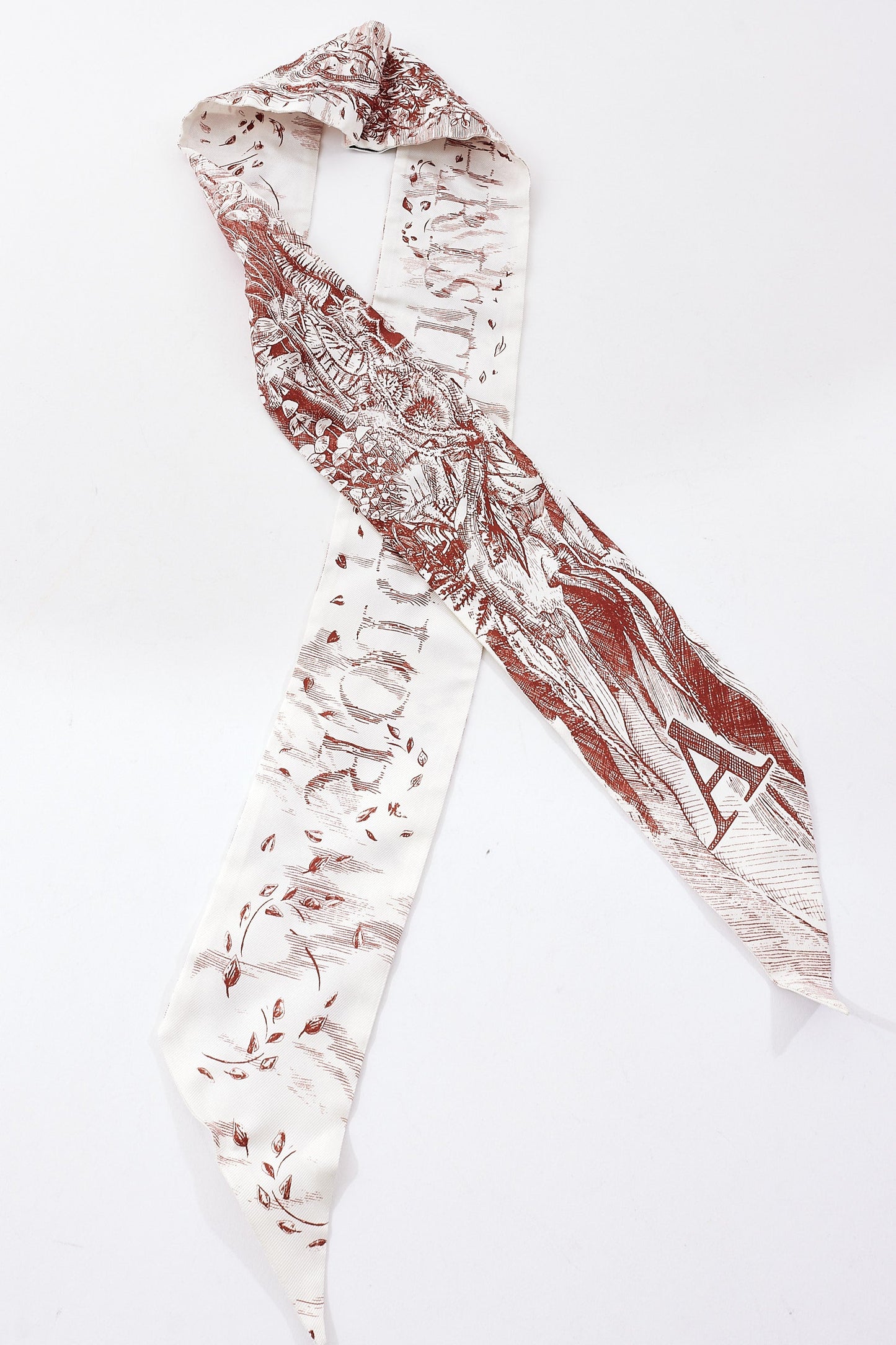 Dior White & Burgundy Toile De Joie Silk Twilly
