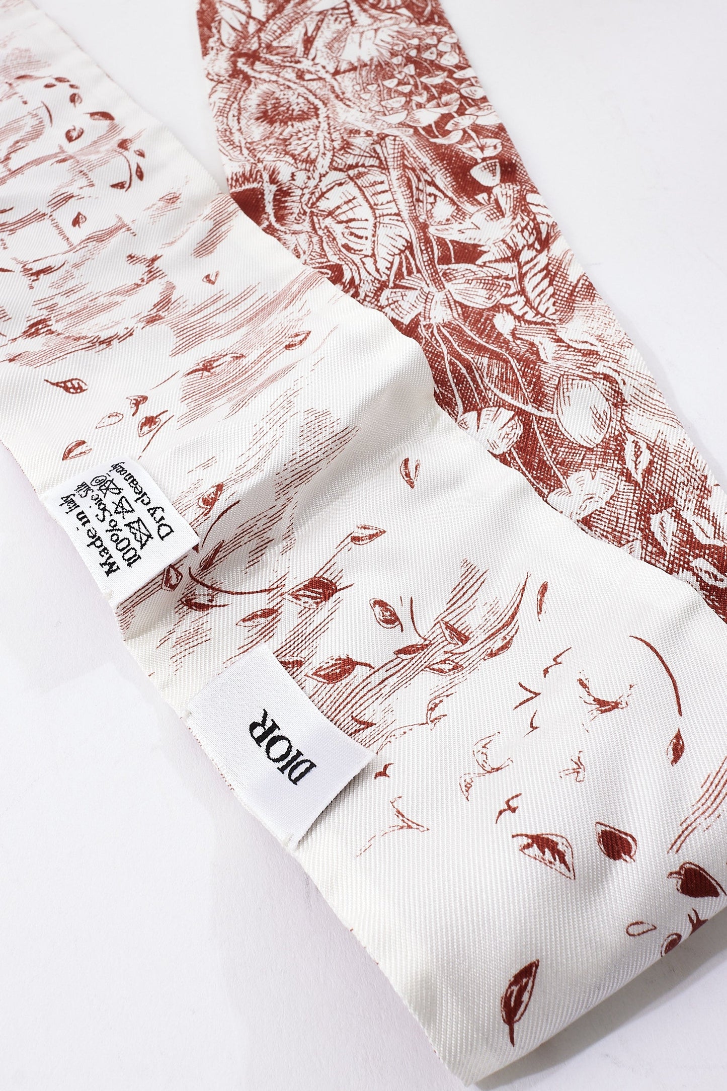 Dior White & Burgundy Toile De Joie Silk Twilly