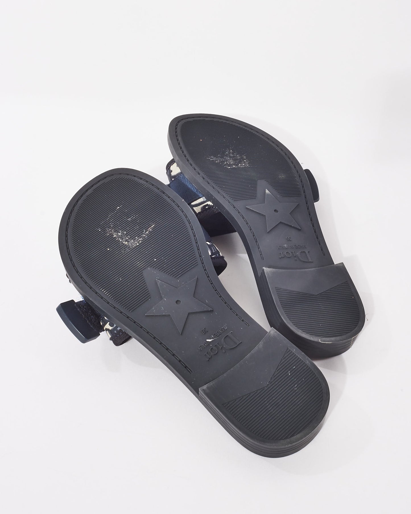 Dior Deep Blue Oblique Nylon Diorevolution Slides - 36