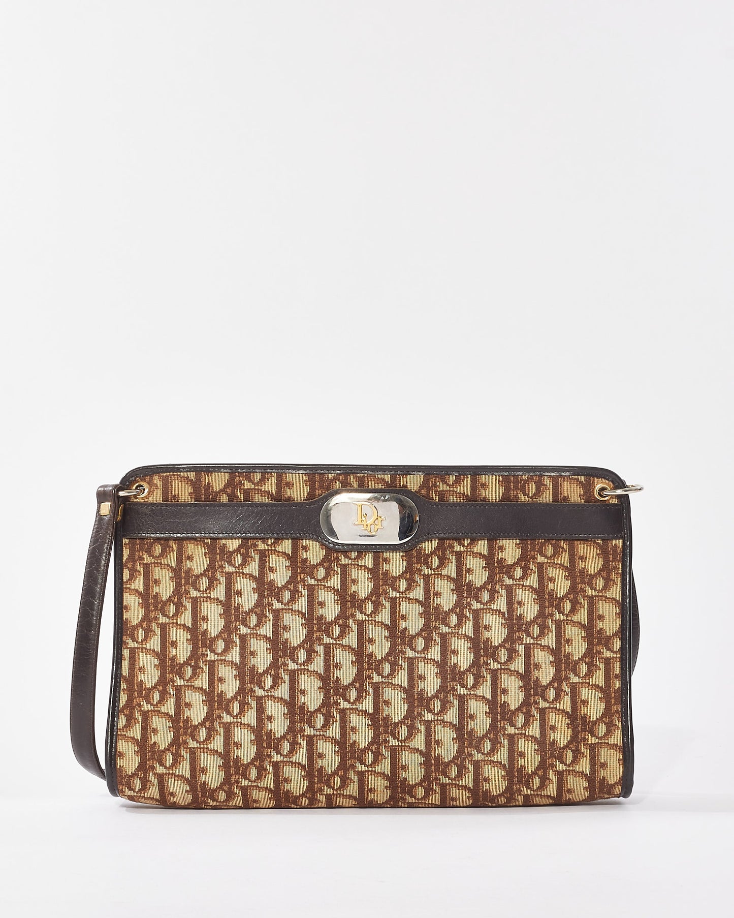 Dior Vintage Brown Oblique Canvas Shoulder Bag