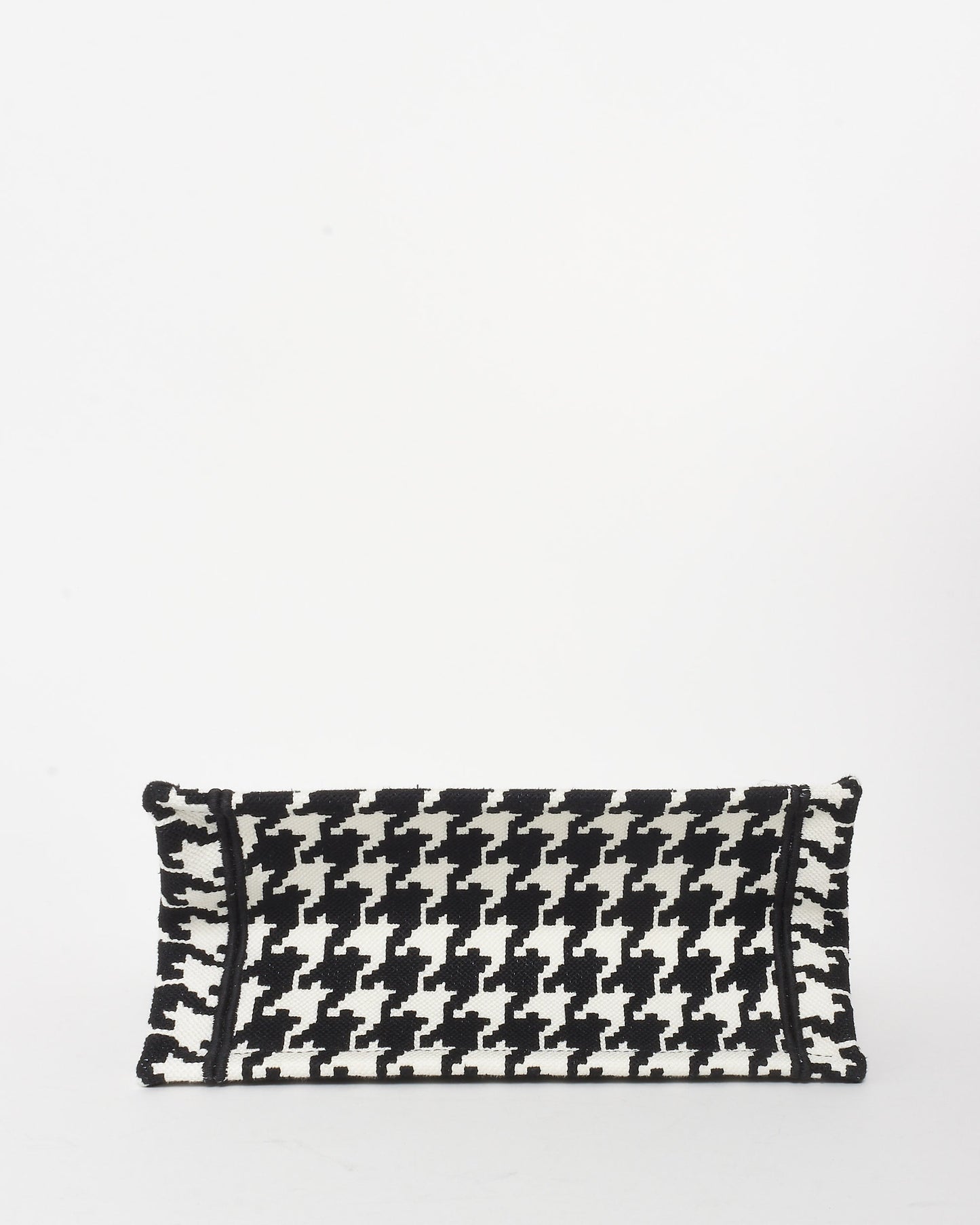 Dior Black & White Houndstooth Canvas Mini Book Tote Bag
