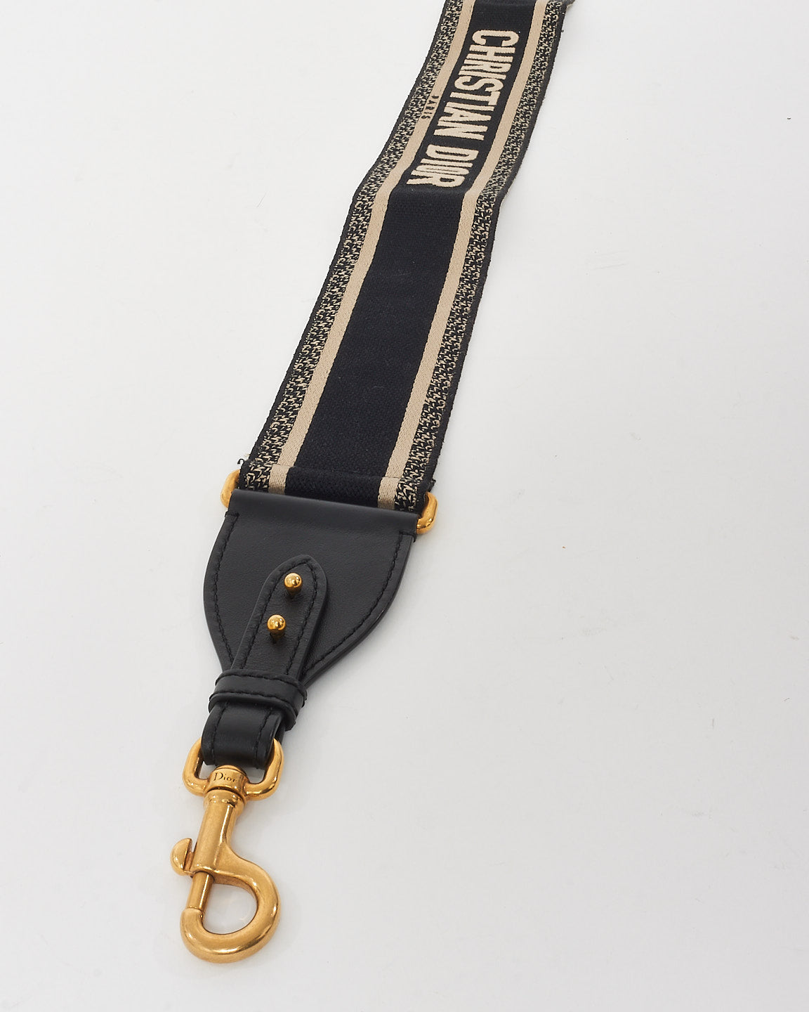 Dior Black & Cream Logo Embroidered Guitar Strap