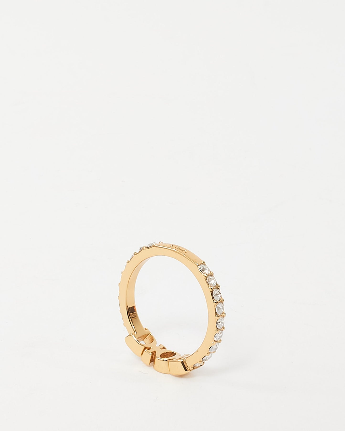 Dior Gold Metal and Crystal Dio(r)evolution Ring - L