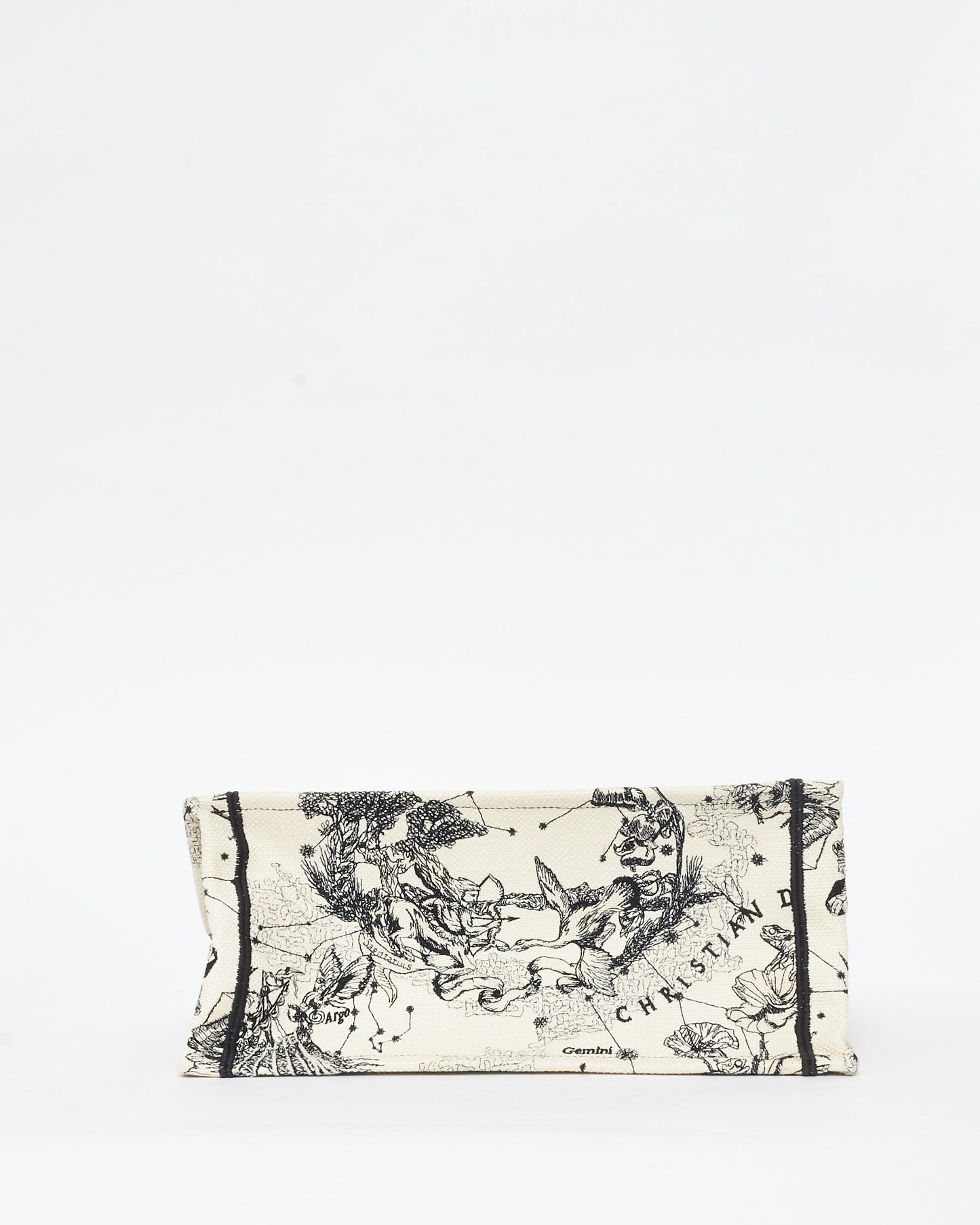 Dior White & Black Canvas 2022 Toile De Jouy Zodiac Medium Book Tote