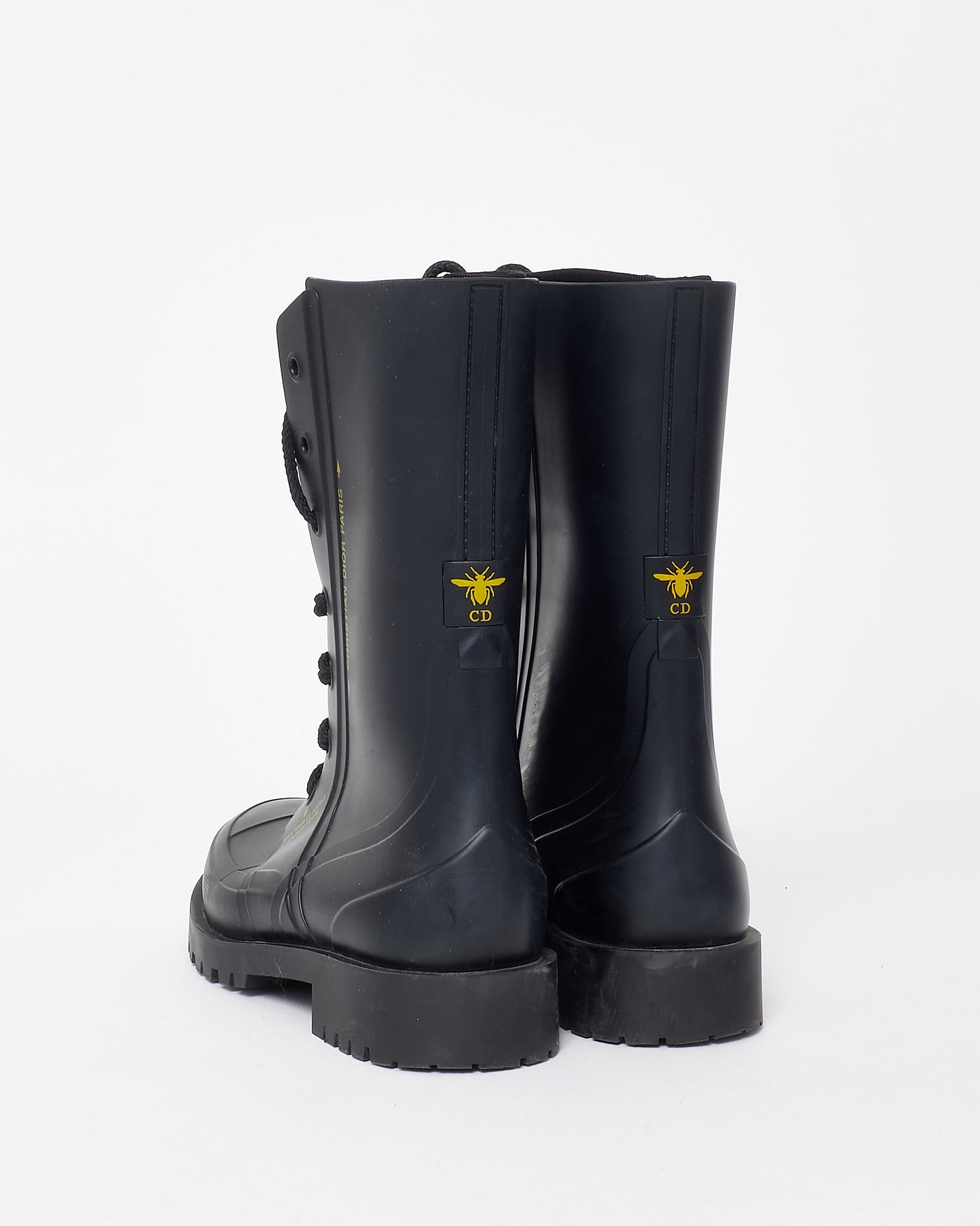 Dior Black Diorcamp Rubber Lace Up Combat Boots - 39