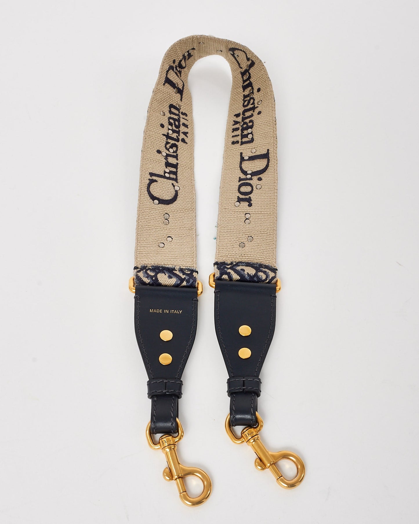 Dior Blue Dior Embroidered Oblique Canvas Studded Shoulder Strap