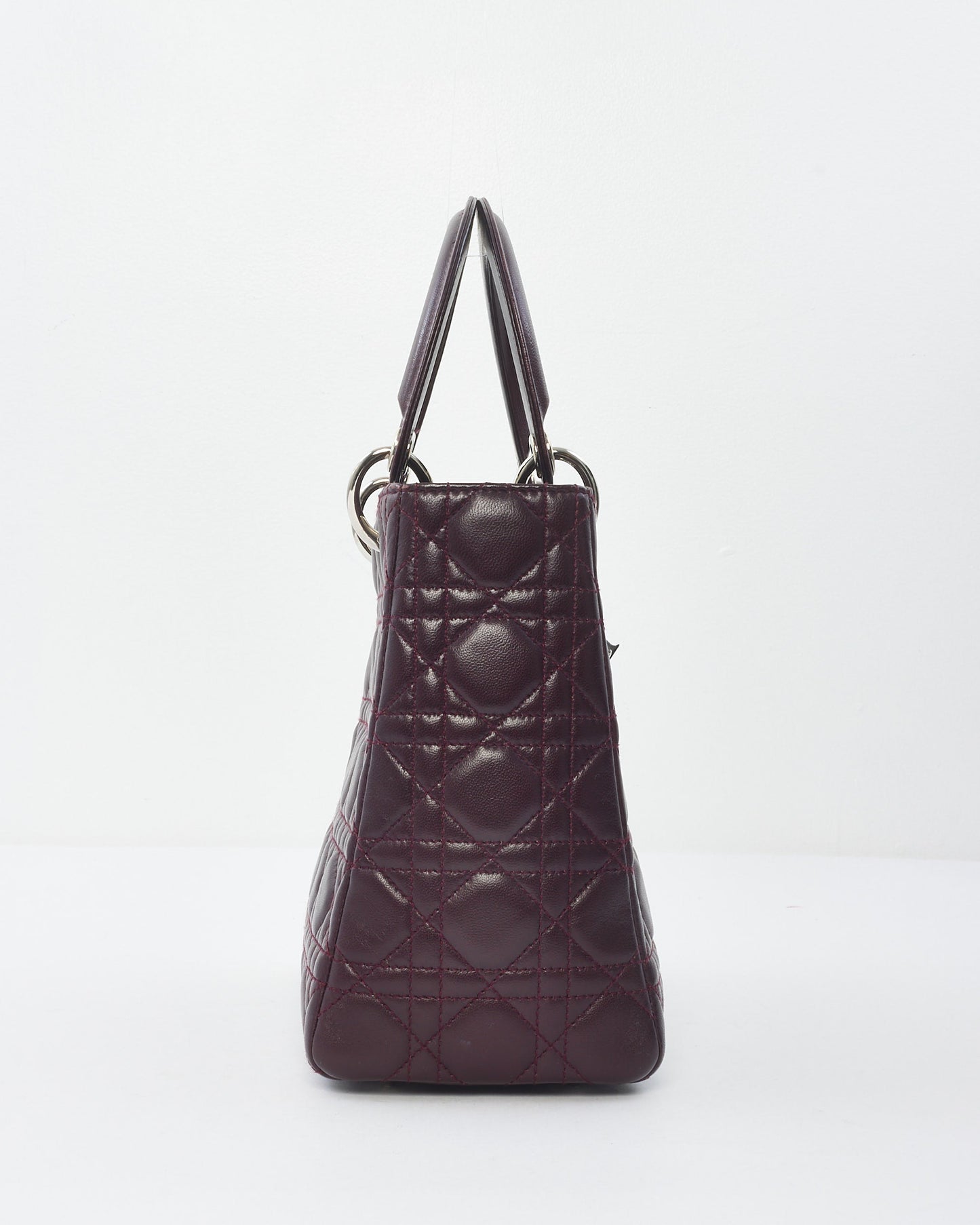 Dior Vintage Burgundy Cannage Leather Medium Lady Dior Bag