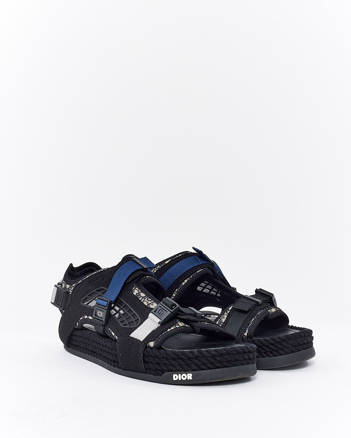 Dior Men's Black Suede & Canvas Sandals - 44