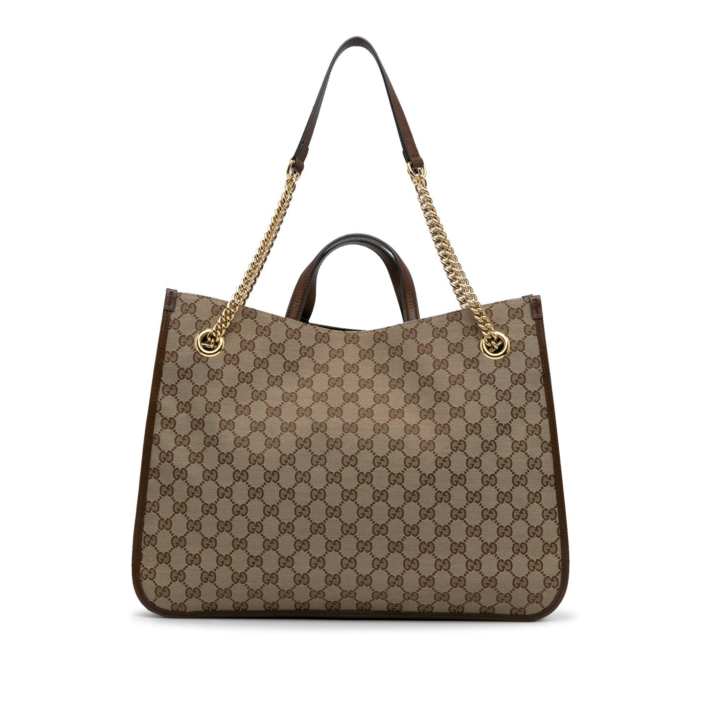 Brown Gucci Large GG Canvas 1955 Horsebit Chain Tote Satchel