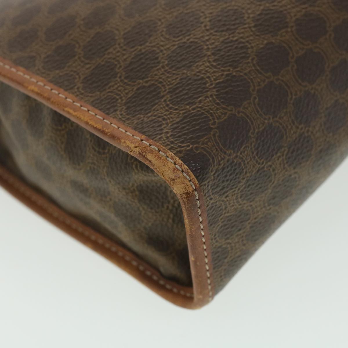 Celine Macadam Canvas Clutch Bag PVC Leather Brown ac1846