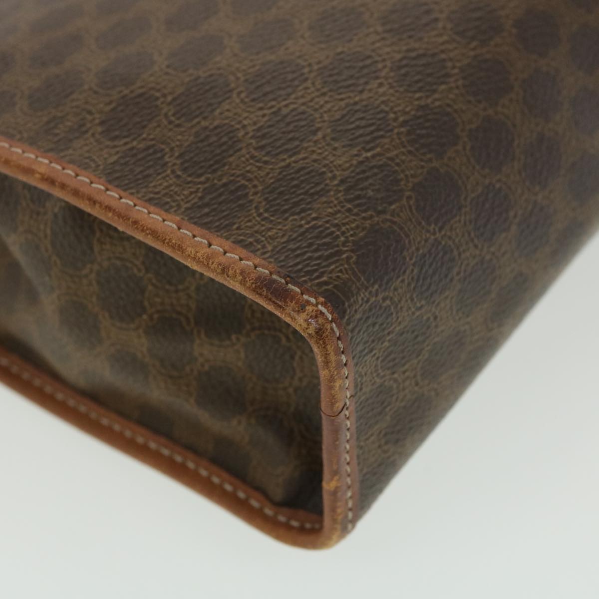 Celine Macadam Canvas Clutch Bag PVC Leather Brown ac1846