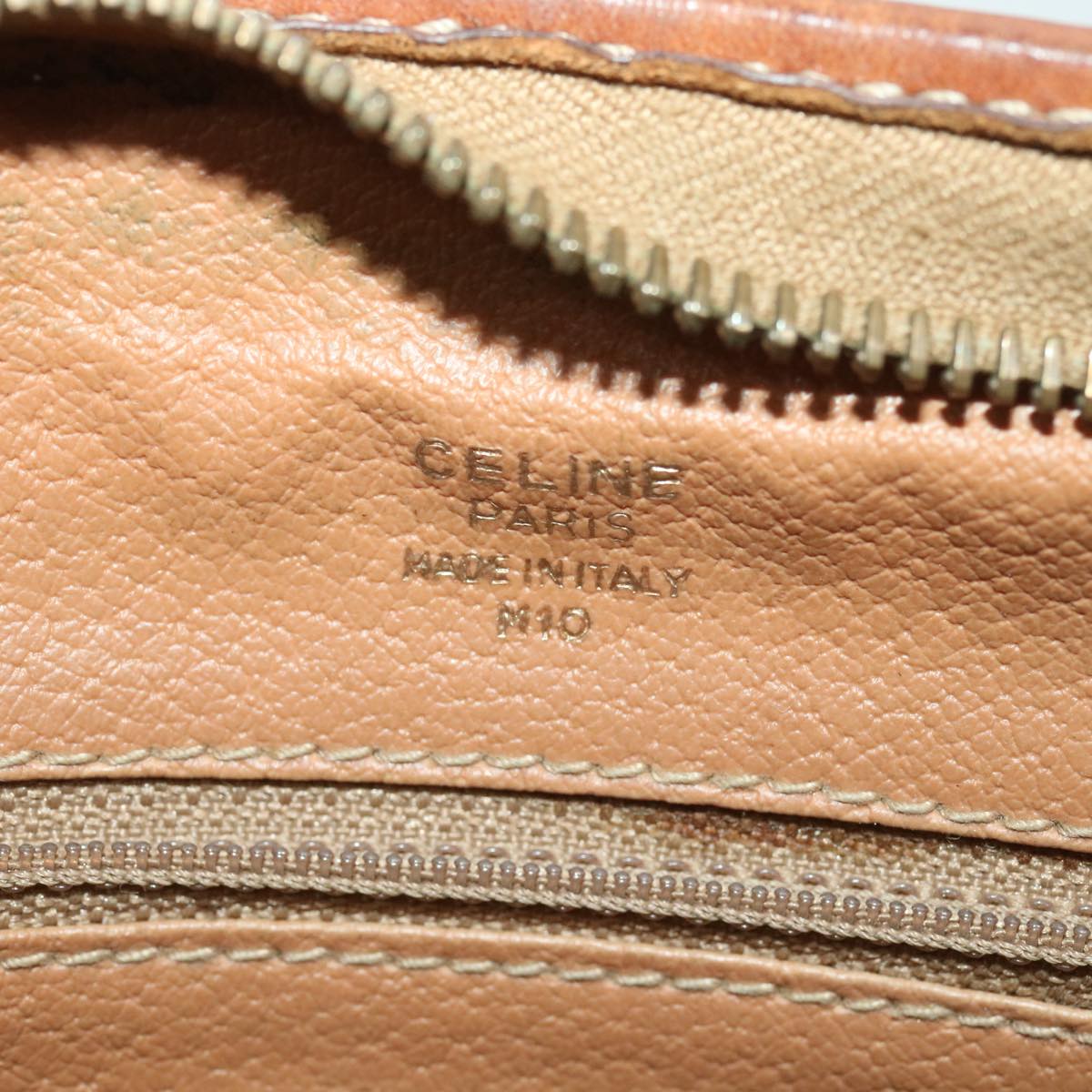 Celine Macadam Canvas Clutch Bag PVC Leather Brown ac1846