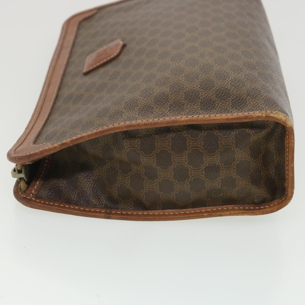 Celine Macadam Canvas Clutch Bag PVC Leather Brown ac1846